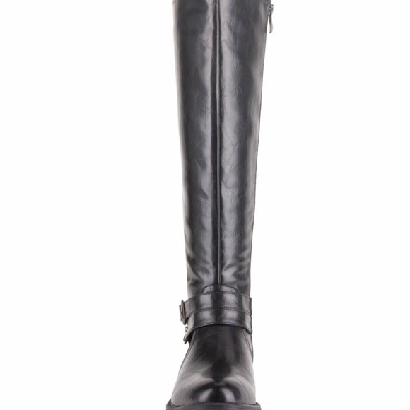 NWT WANTED Womens Black Double Buckle Strap Stretch Bergen Riding Boot - Picture 8 of 10